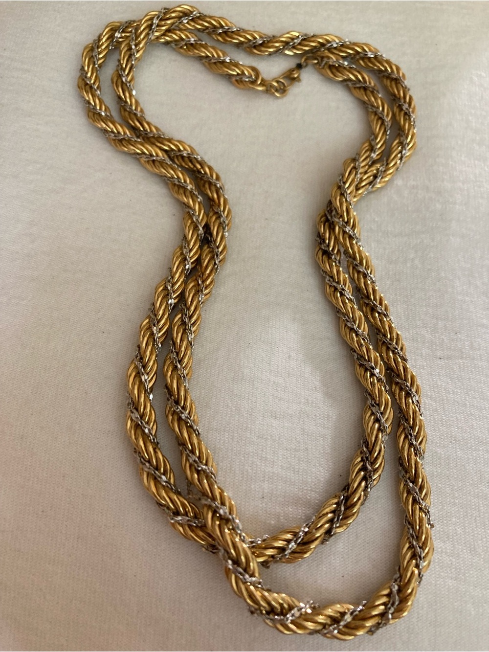 Monet Signed Vintage Two Tone Rope Chain Necklace